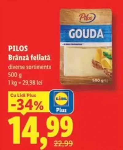 Brânză feliată — diverse sortimente 500 g
