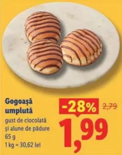 Gogoașă umplută — gust de ciocolată și alune de pădure 65 g