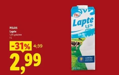 Lapte — 1,5% grăsime 1L