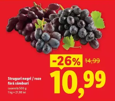 Struguri negri / roze fără sâmburi