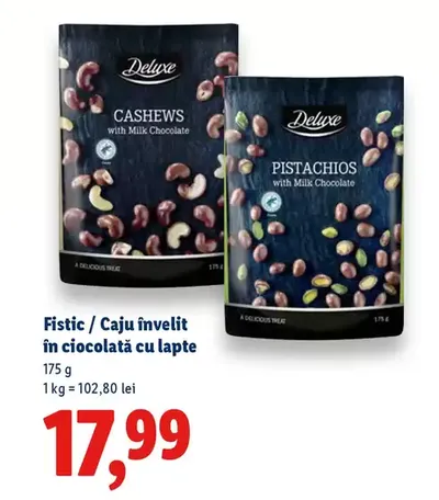 Fistic / Caju învelit în ciocolată cu lapte