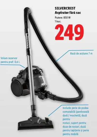 Aspirator far sac — Putere: 850 W 1 buc.